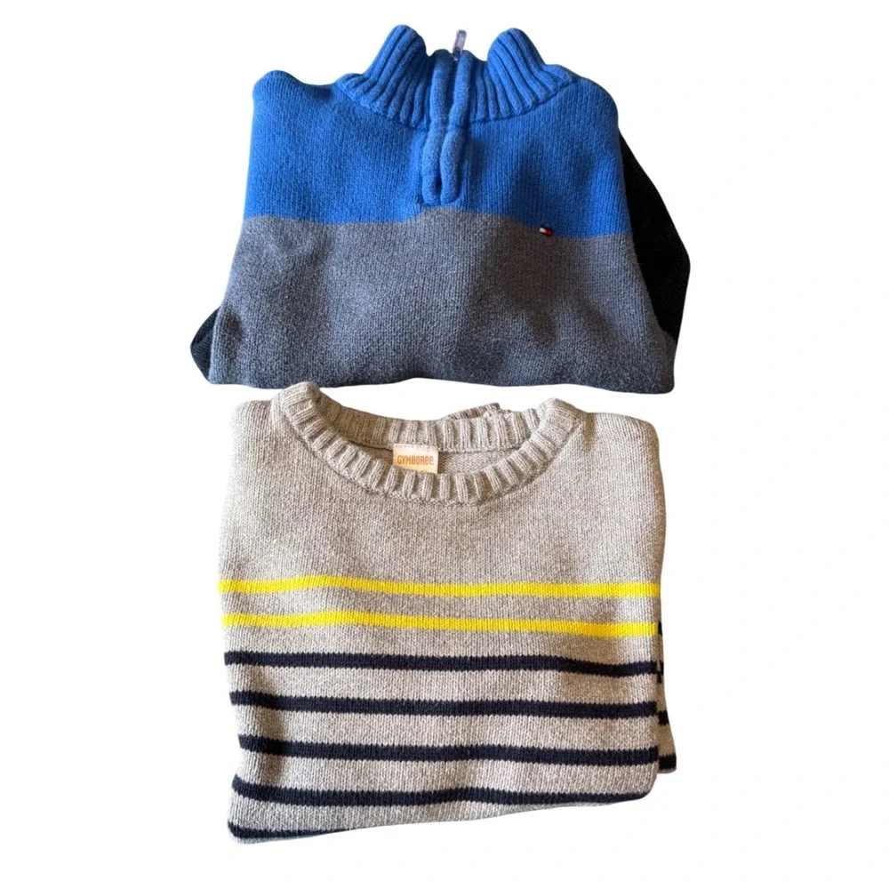 Tommy Hilfiger Quarter Zip & Gymboree Striped Sweaters Boys‎ Size 5 6 Bundle
